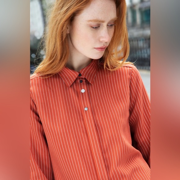 Cop.Copine - Alula Chemise Striped Button-up Vicose Blend Shirt size 40 - Picture 3 of 16